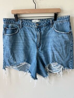 Abercrombie & Fitch High Rise Curve Love The Loose Short Denim Jean Shorts 34/18